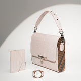 SET GLORIA BEIGE CROCO - Blackwoodbags