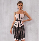 Sheath bandage type mini dress in apricot