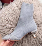 Sock boots with sequinned toe in gray