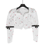 Sweetheart puff sleeve white crop top