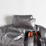 Turtleneck asymmetric silver coat