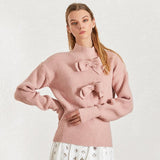 Turtleneck bow knot cozy pullover