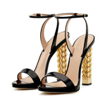 Golden Column Heeled Sandals in colors